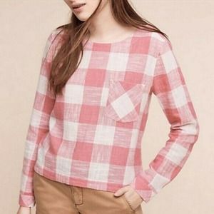 CLOTH & STONE GINGHAM PRINT PINK & WHITE XS